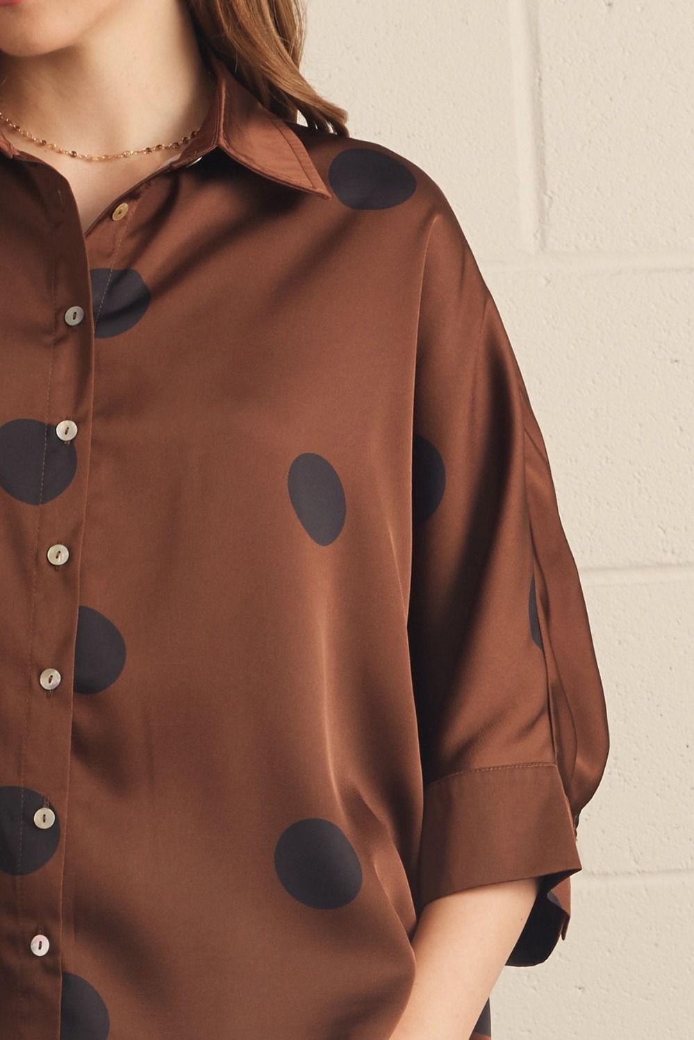 3/4 Sleeve Polka Dot Top