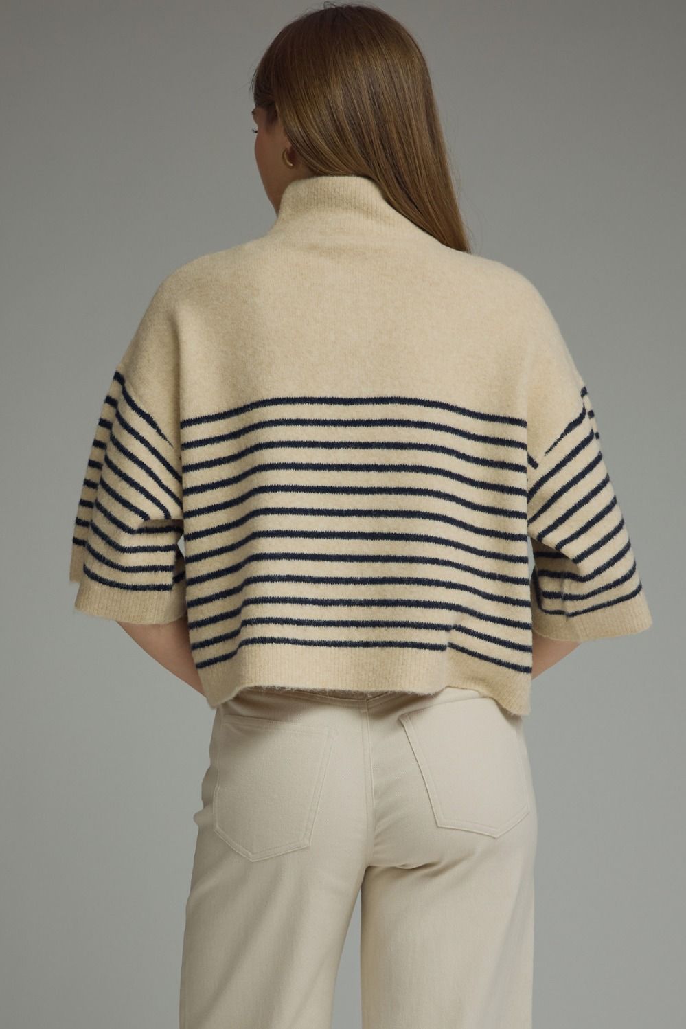 Ecru Striped Knit Top