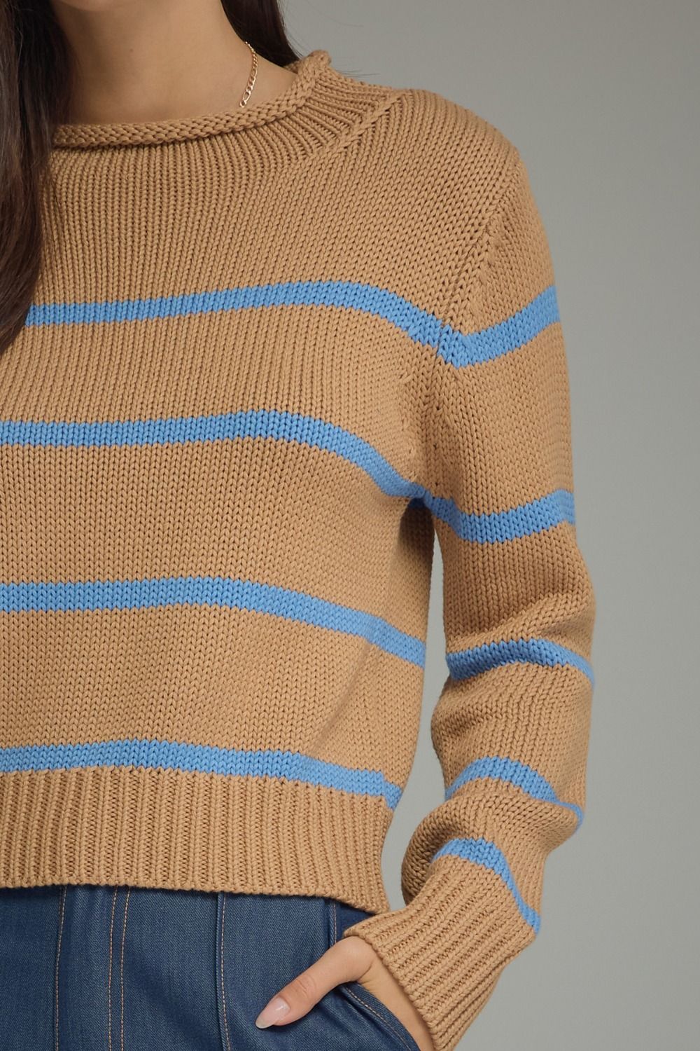 Camel Striped Knit Sweater