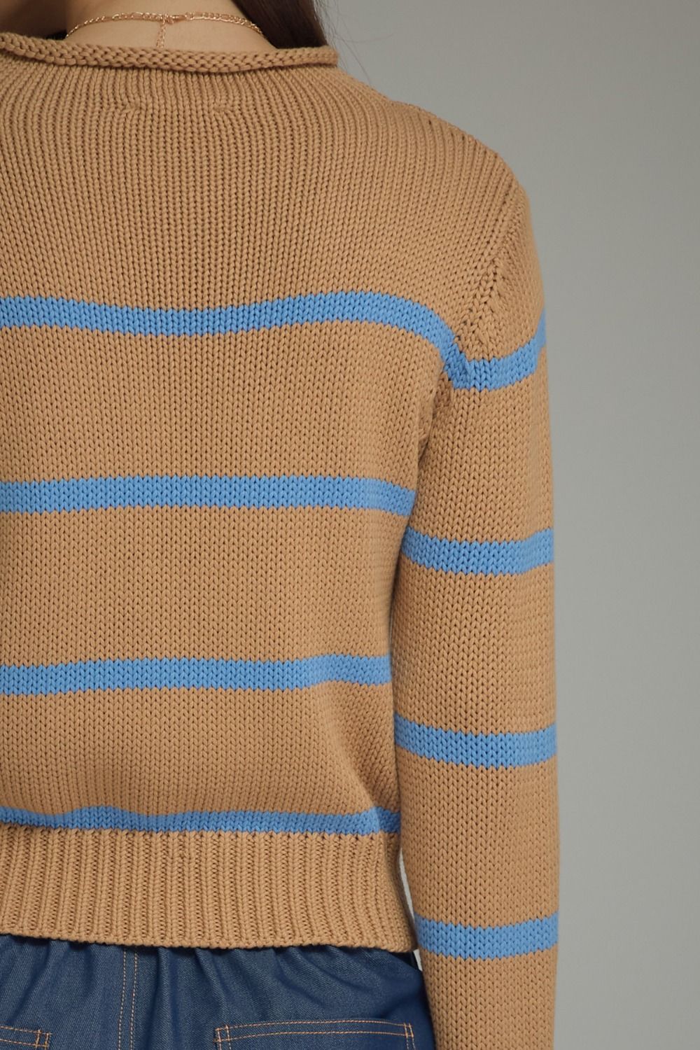 Camel Striped Knit Sweater