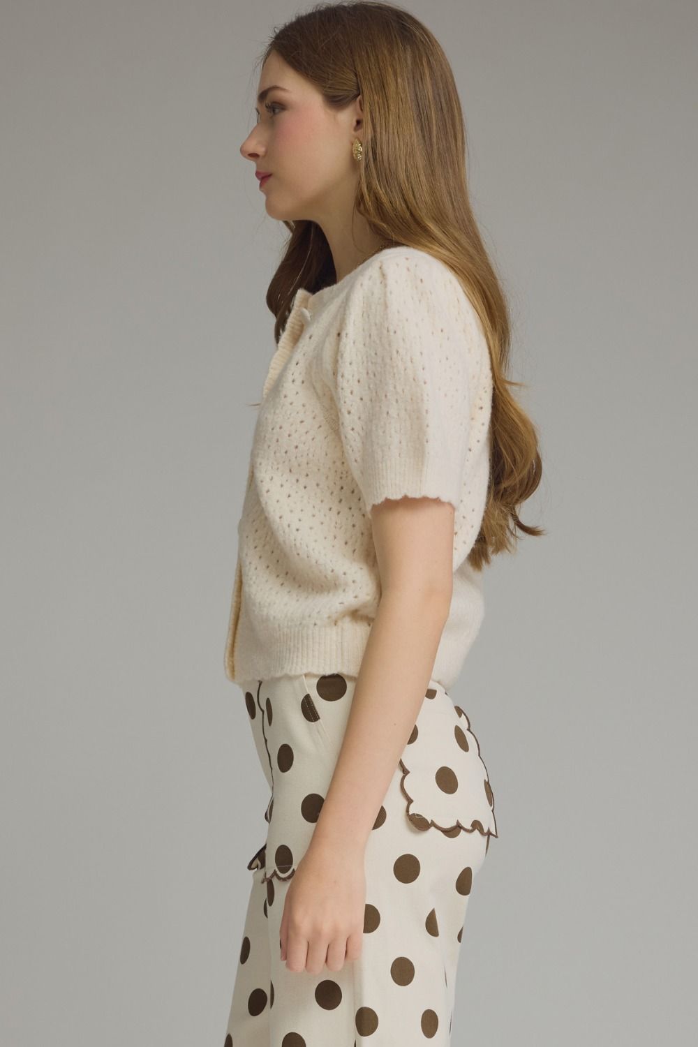 Ecru Puff Sleeve Knit Top