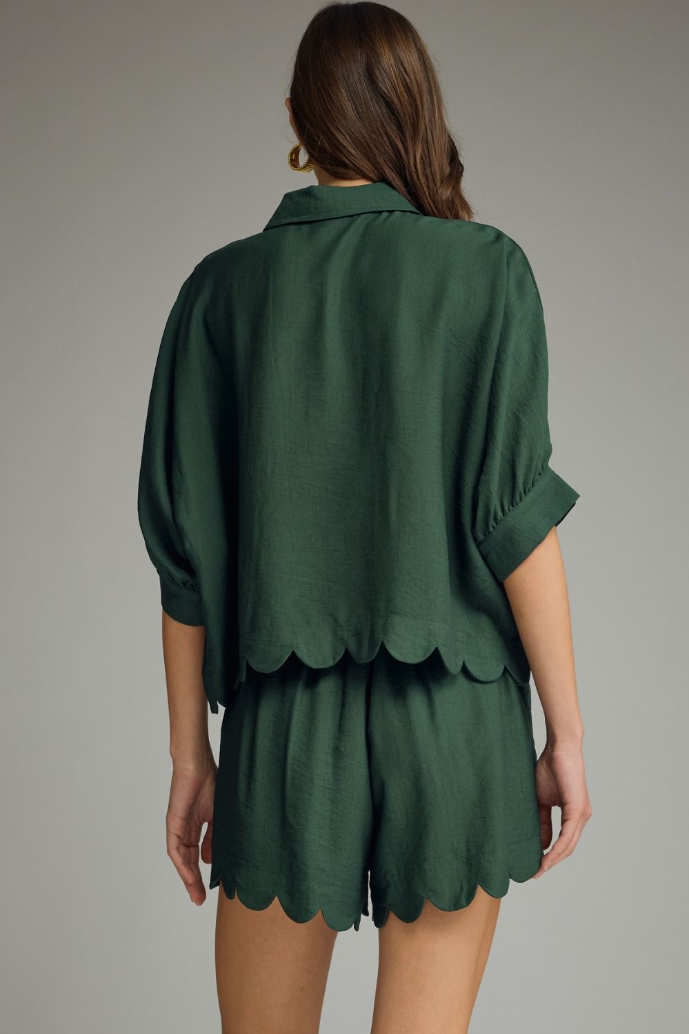 Hunter Green Scallop Top