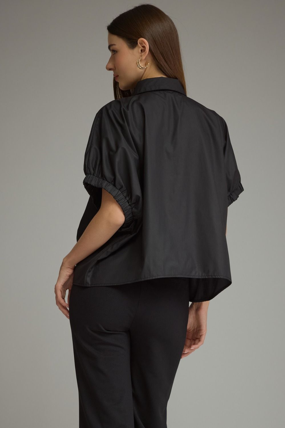 Sun Button Detail Top - Black