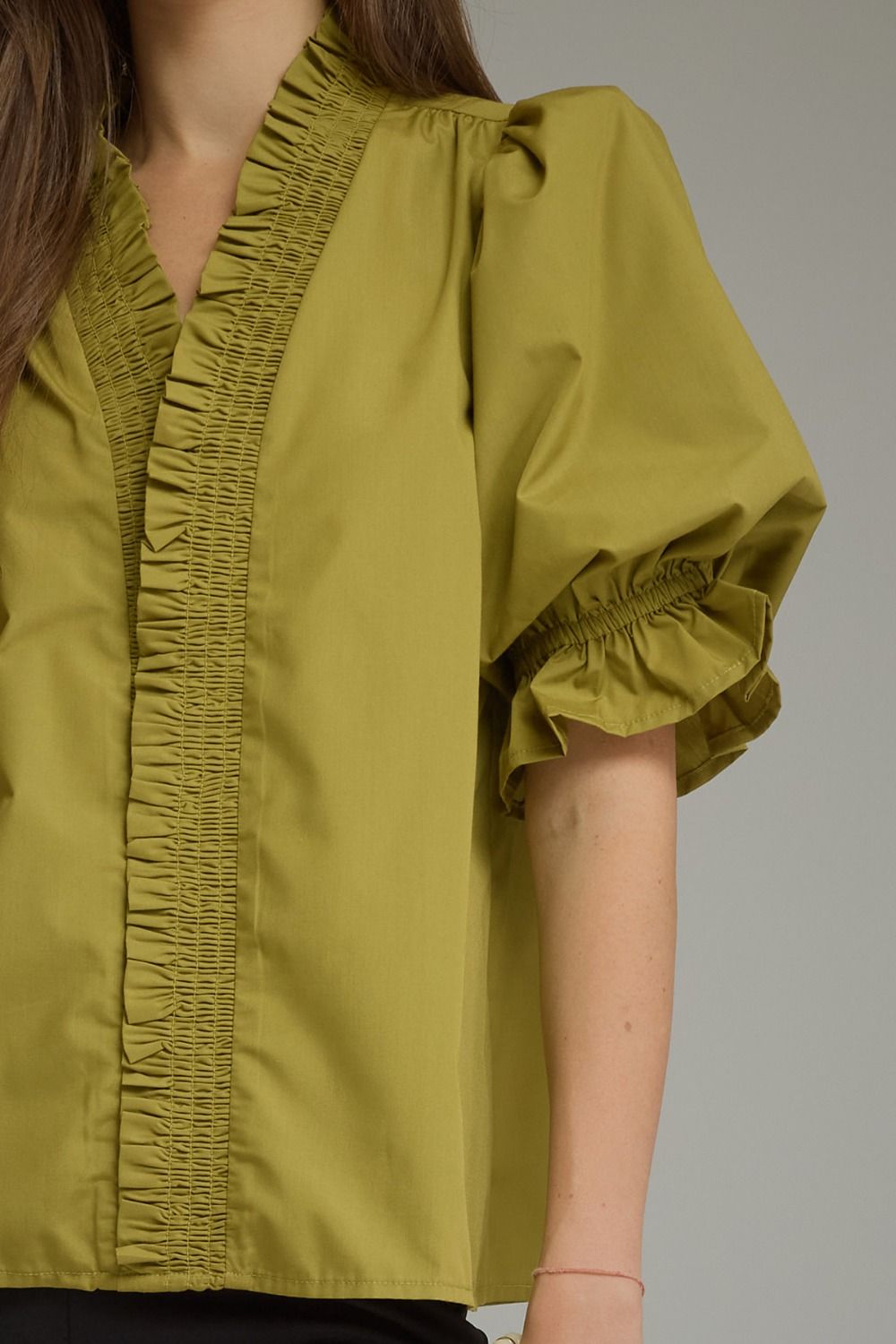 Chartreuse V Neck Top