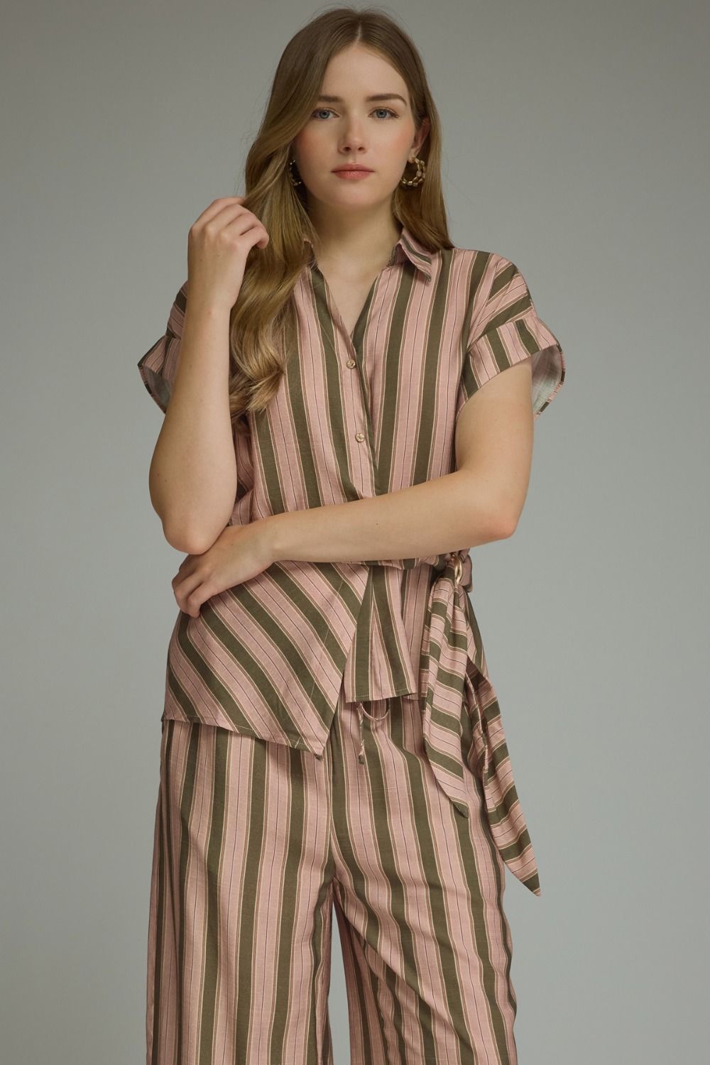 Olive Striped Top