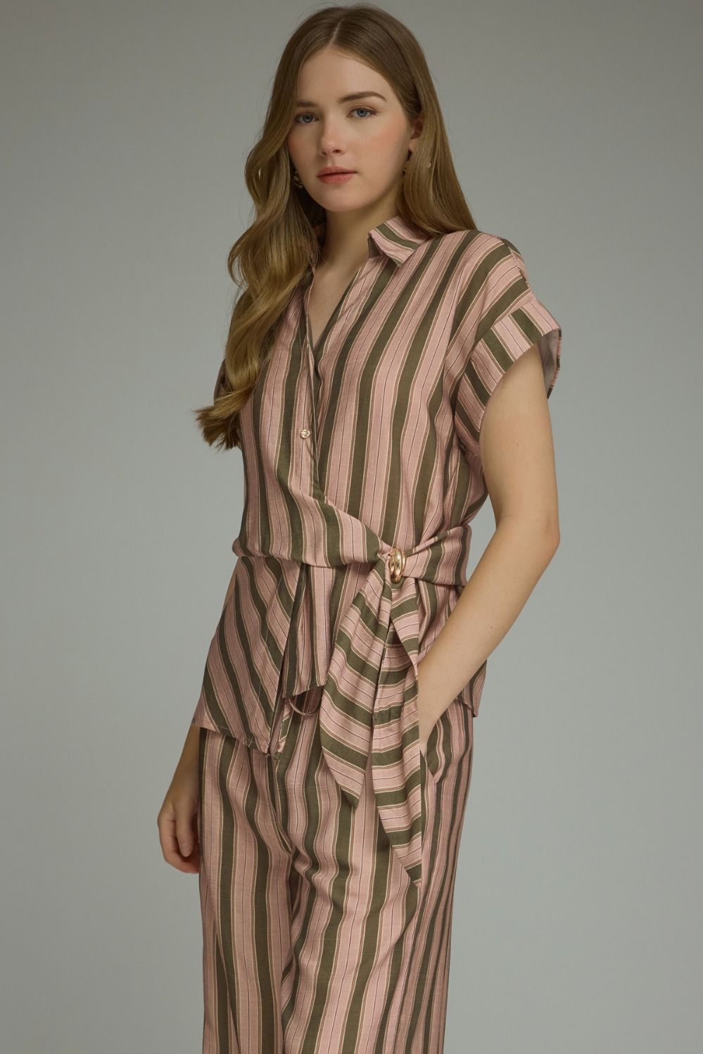 Olive Striped Top