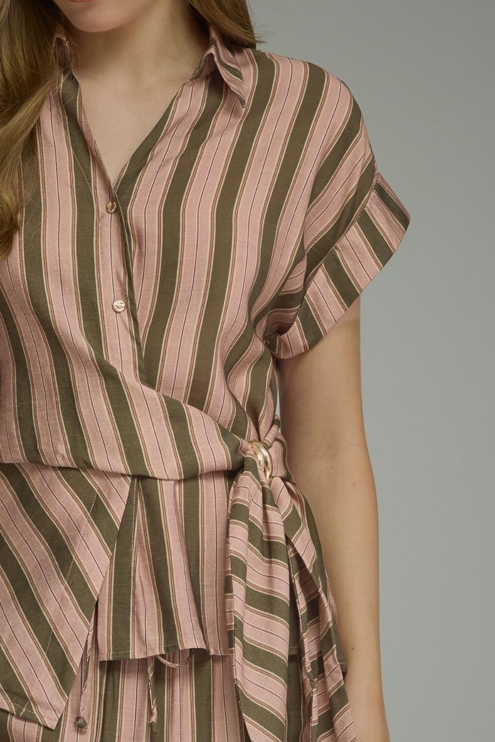 Olive Striped Top