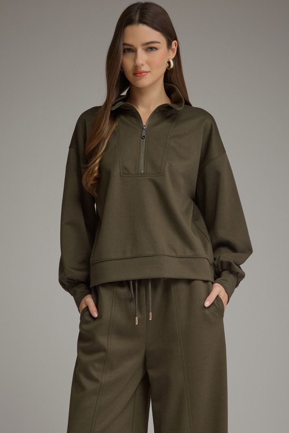 Zip Up Pant Set - Olive