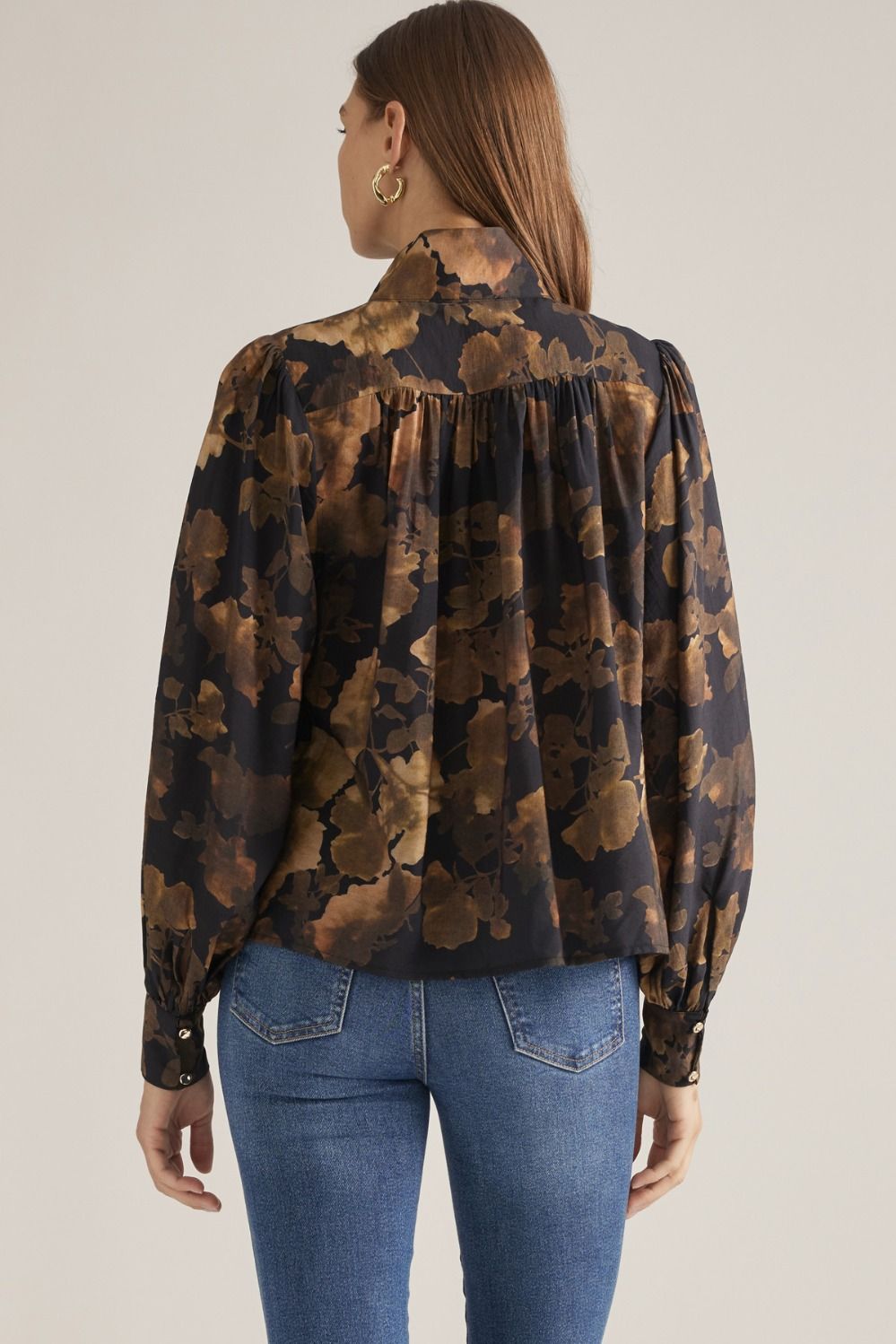 Black And Brown Button Down Top