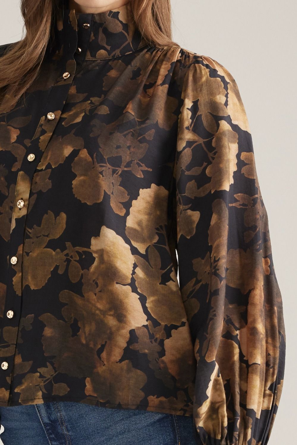 Black And Brown Button Down Top