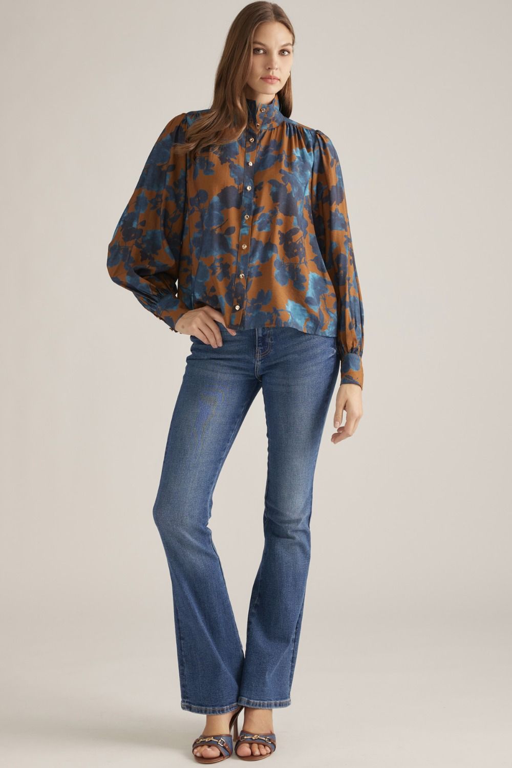 Camel Floral Top