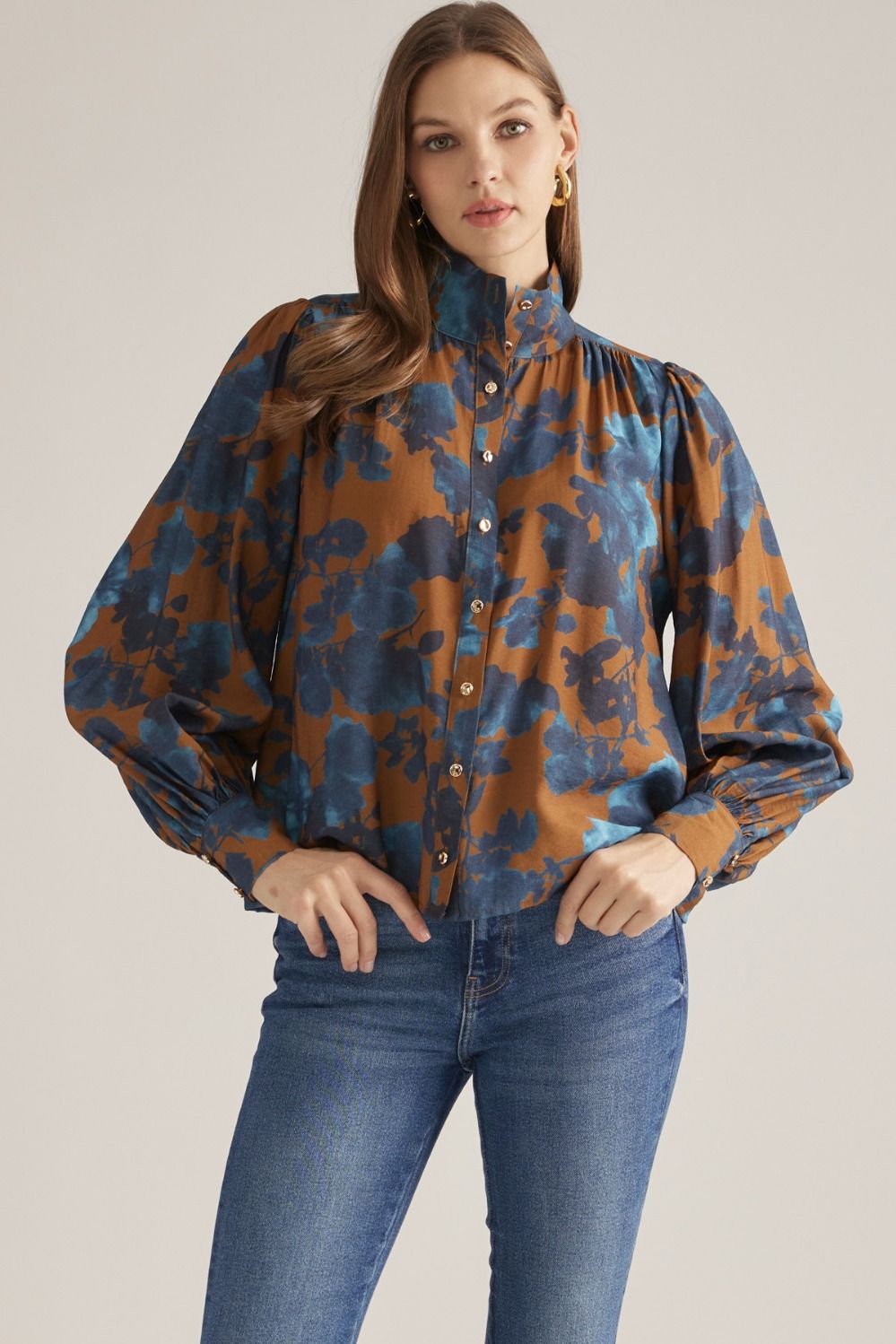 Camel Floral Top