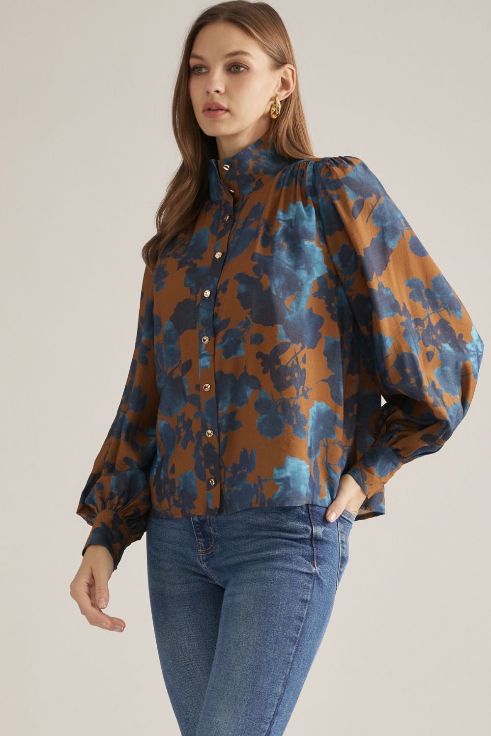 Camel Floral Top