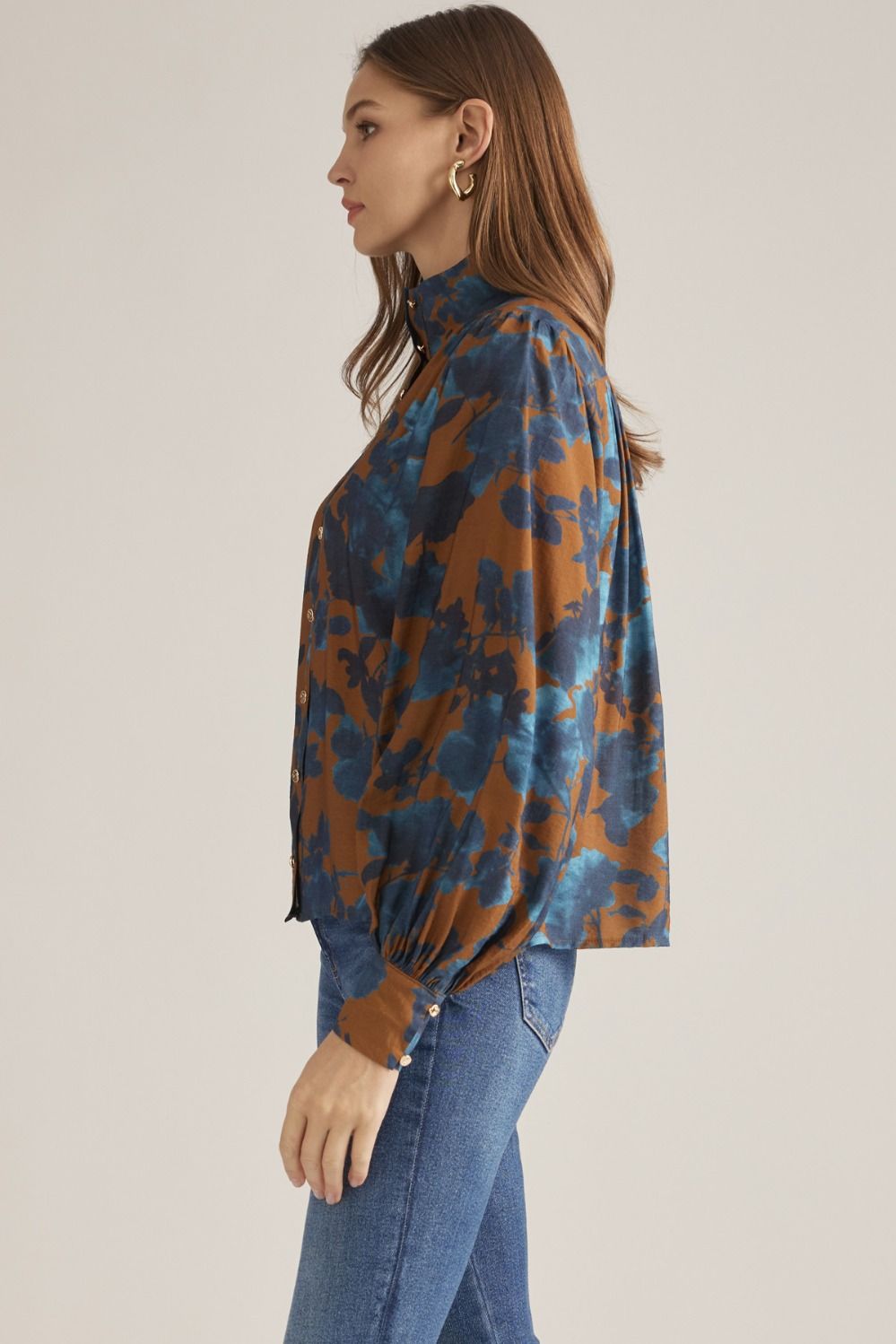 Camel Floral Top