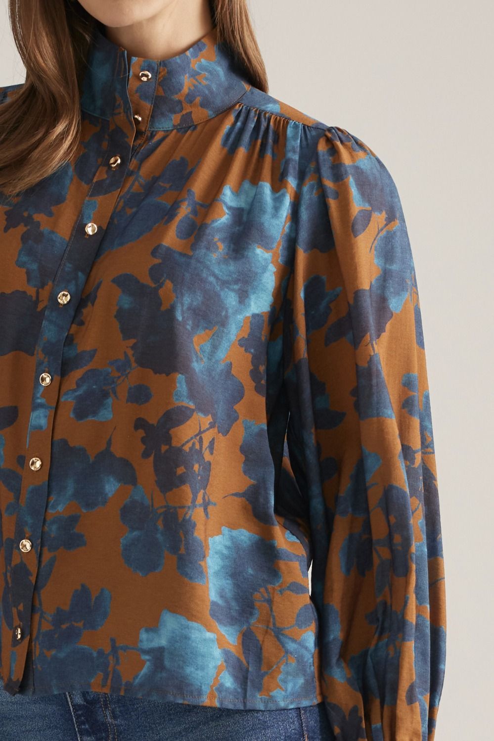 Camel Floral Top
