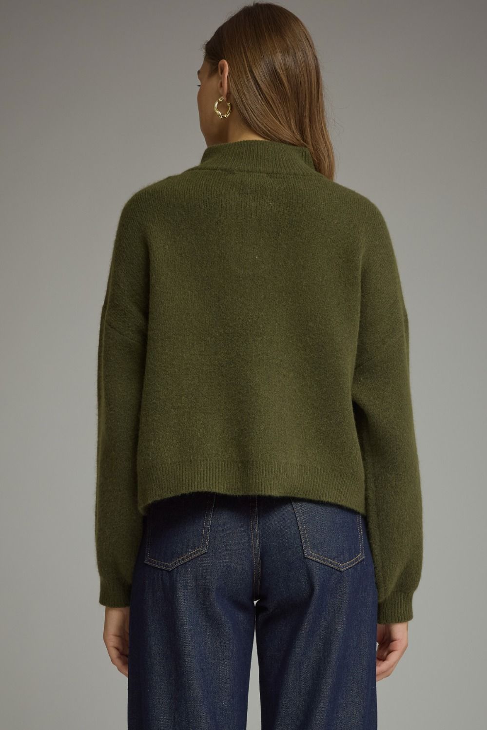 Olive Balloon Sleeve Sweater
