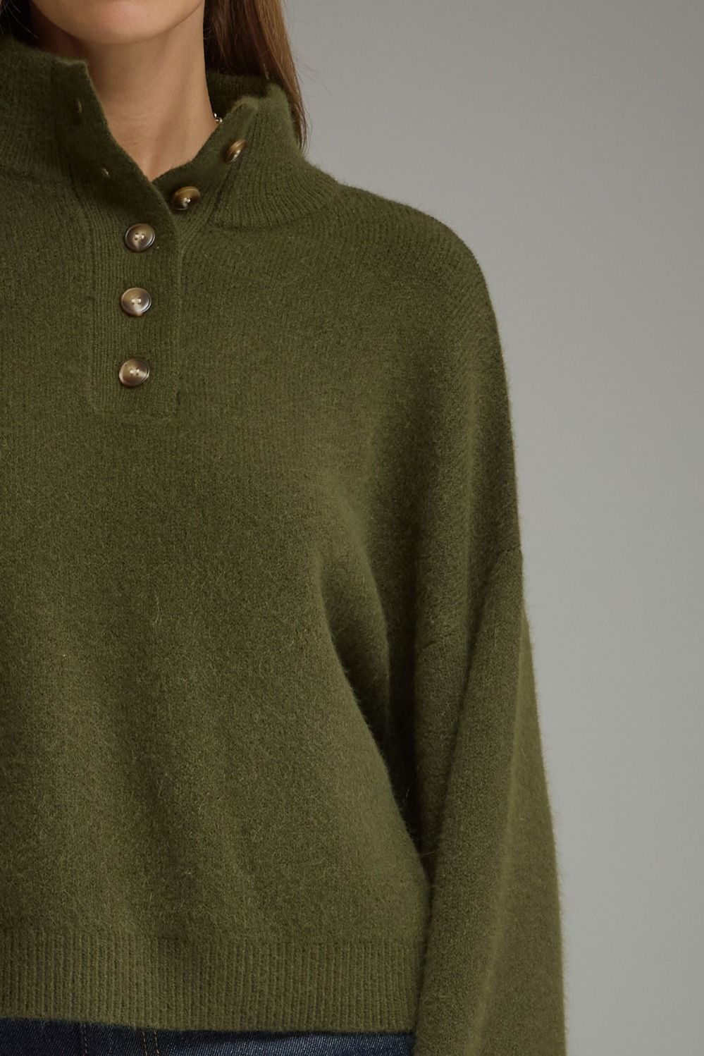 Olive Balloon Sleeve Sweater