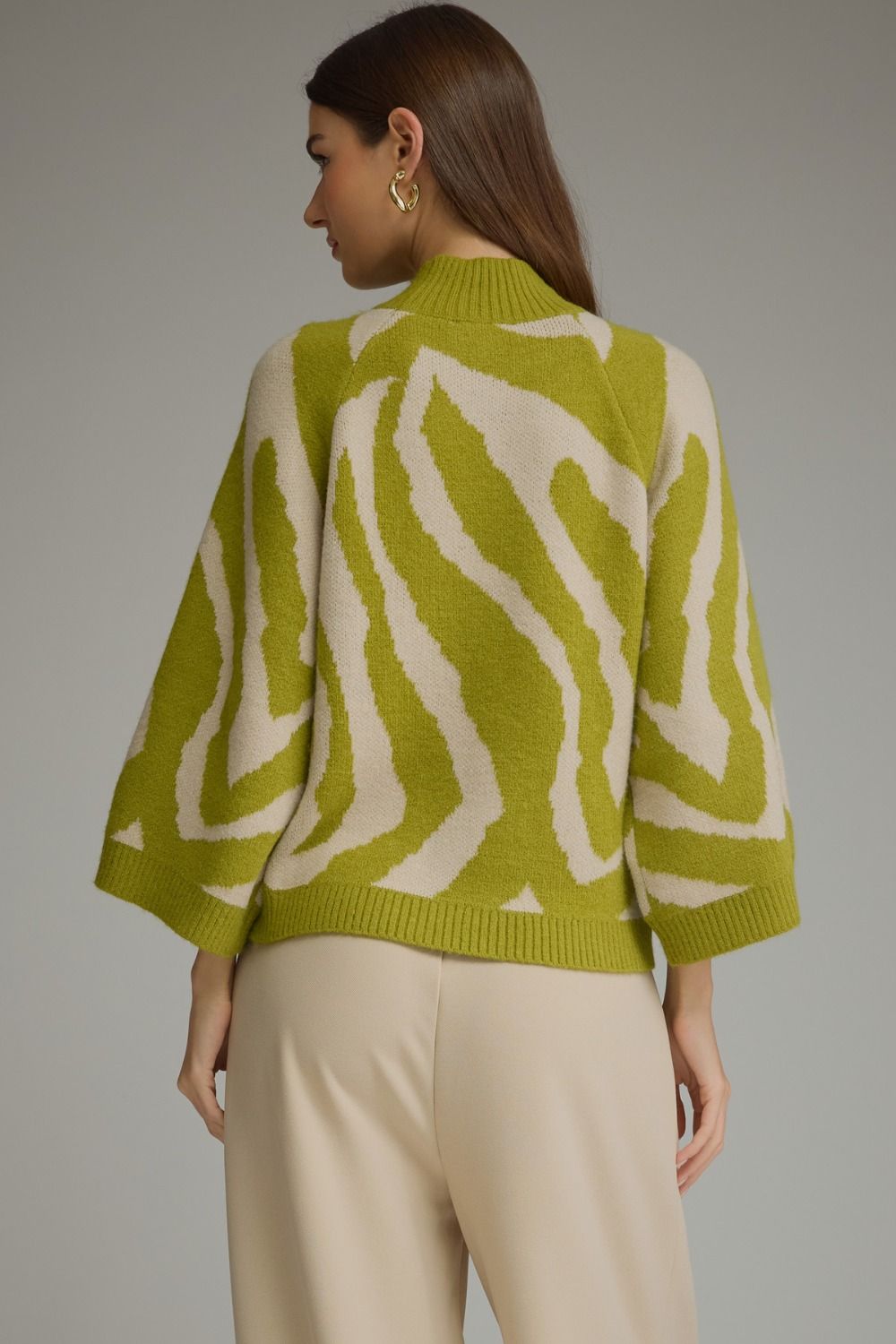 Green Animal Print Knit Top