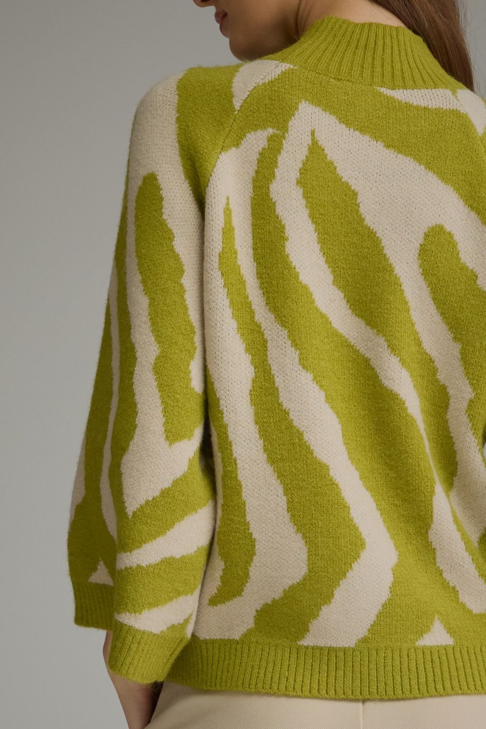 Green Animal Print Knit Top