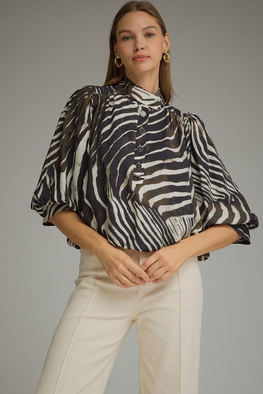 Zebra Balloon Sleeve Top
