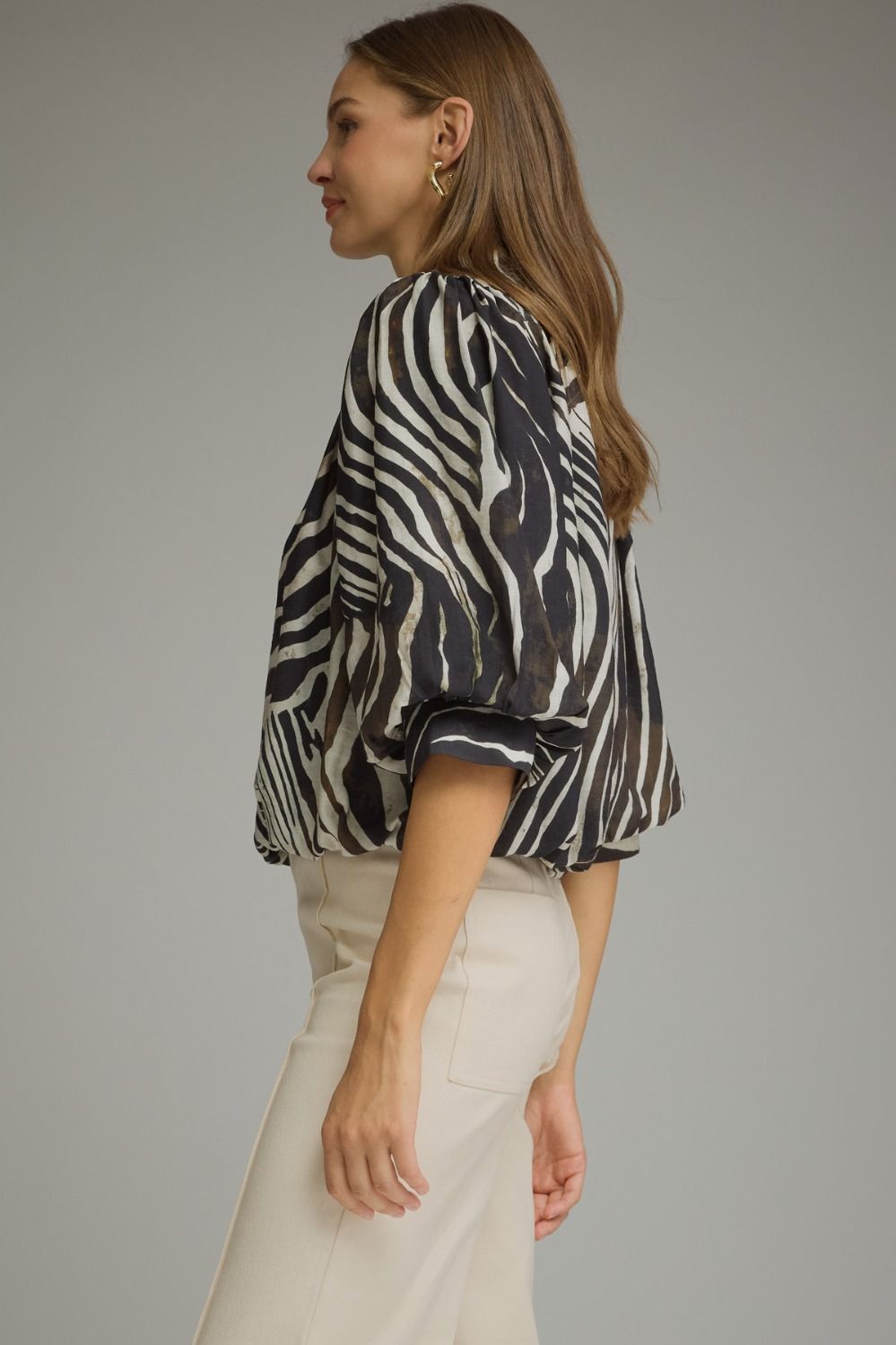 Zebra Balloon Sleeve Top