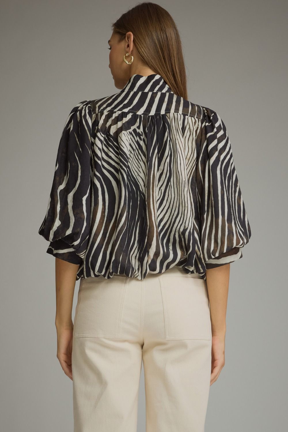 Zebra Balloon Sleeve Top
