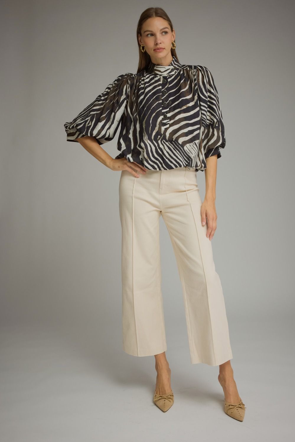 Zebra Balloon Sleeve Top