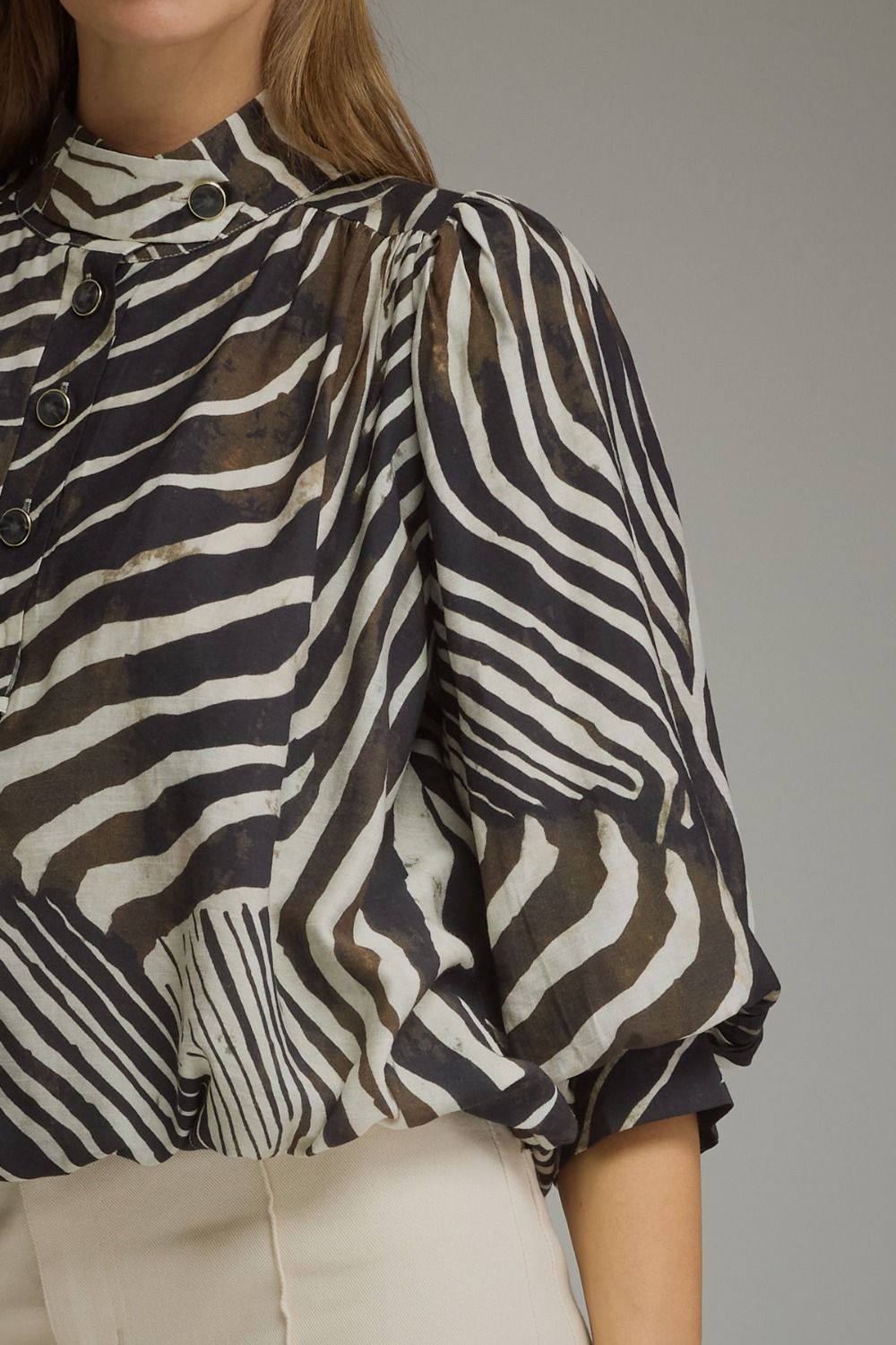Zebra Balloon Sleeve Top