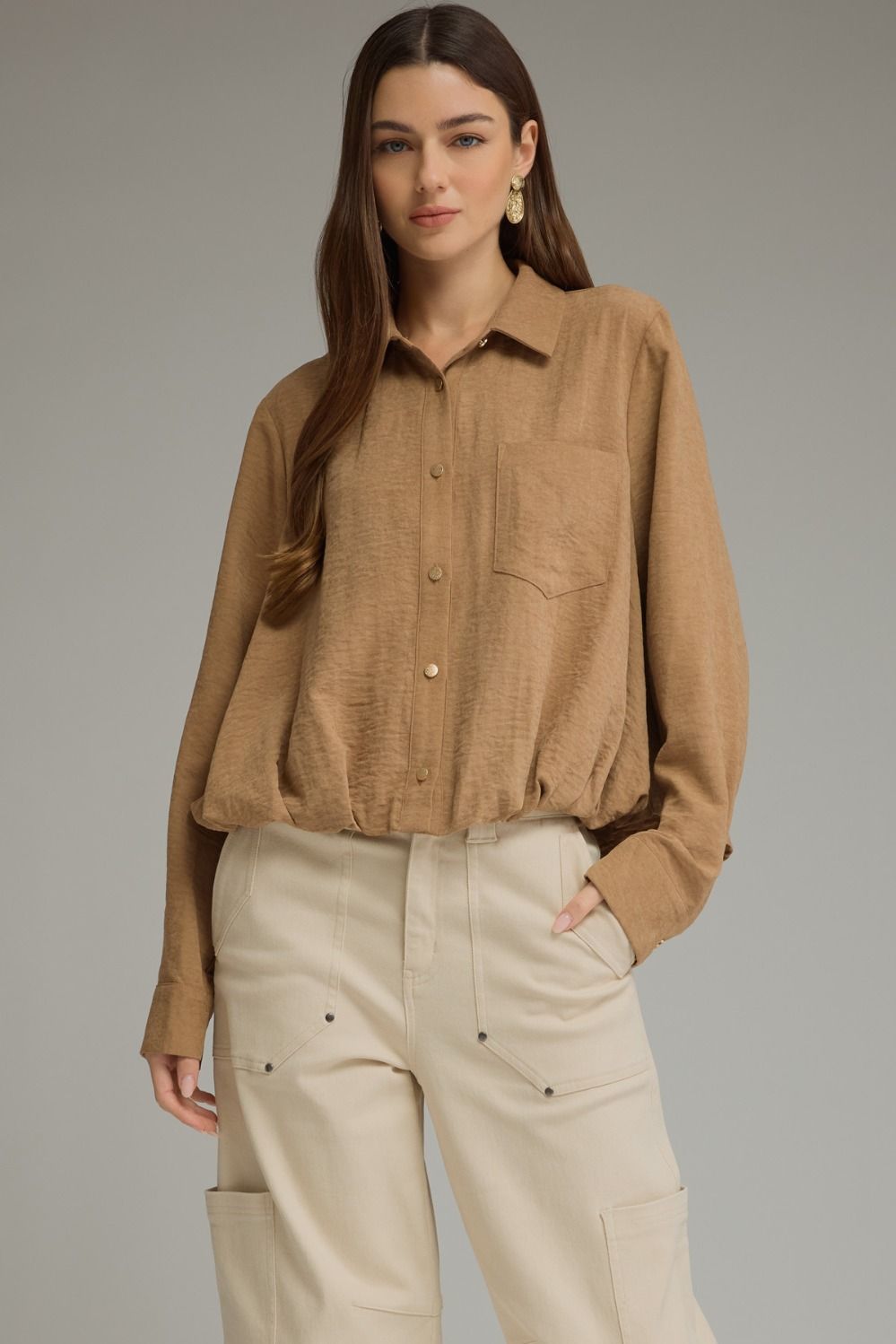 Button Up Top - Camel