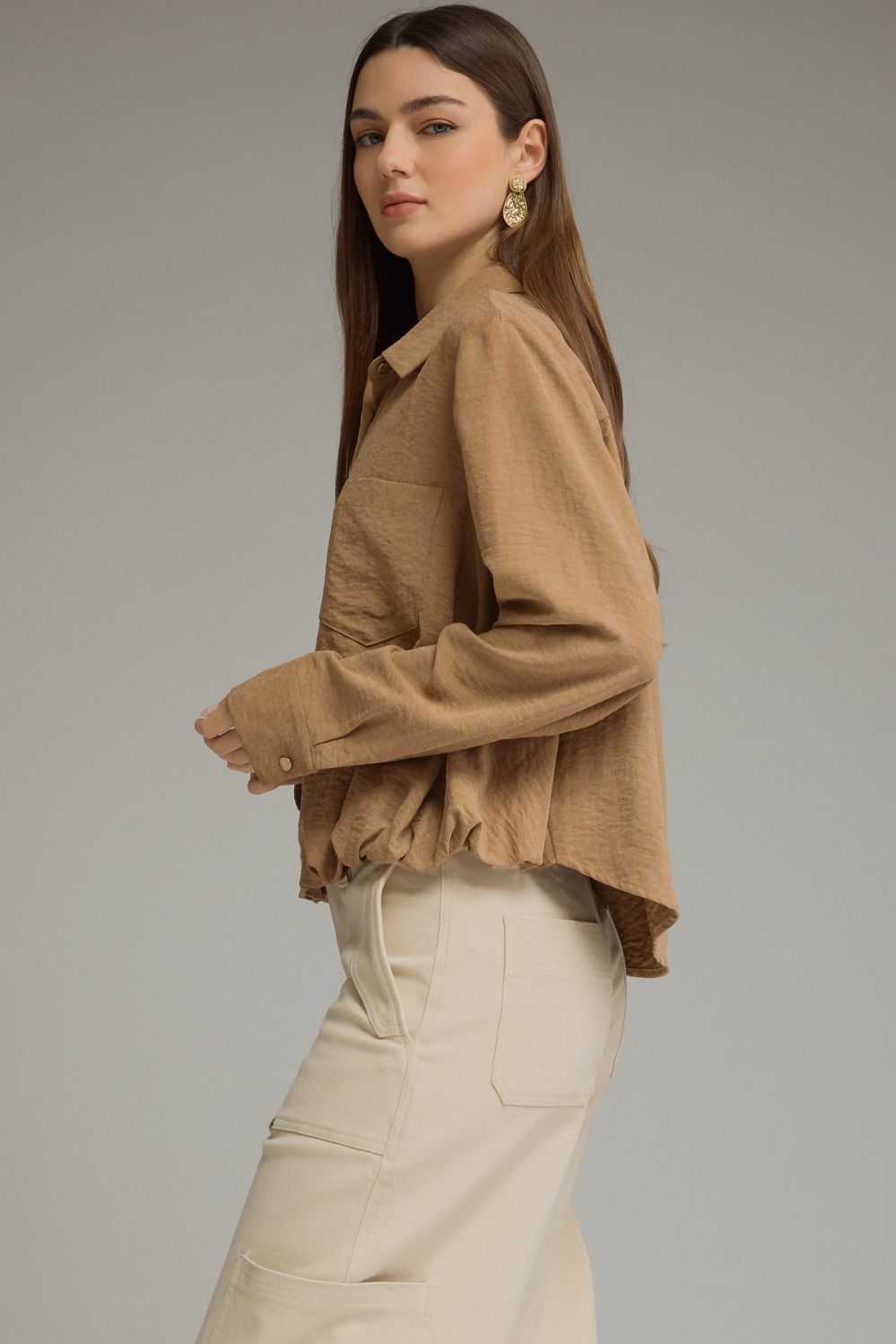 Button Up Top - Camel