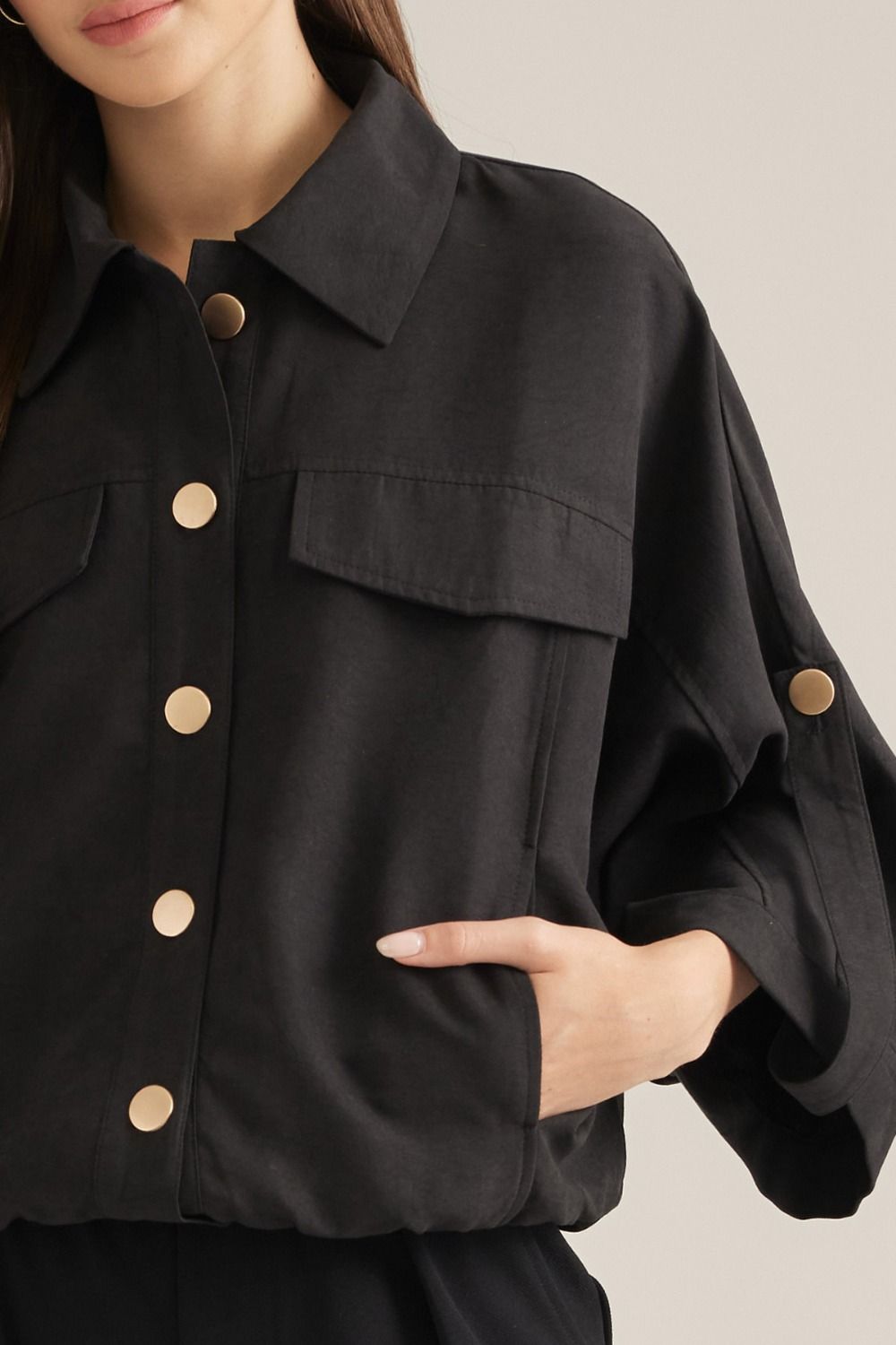 Gold Button Down Black Top