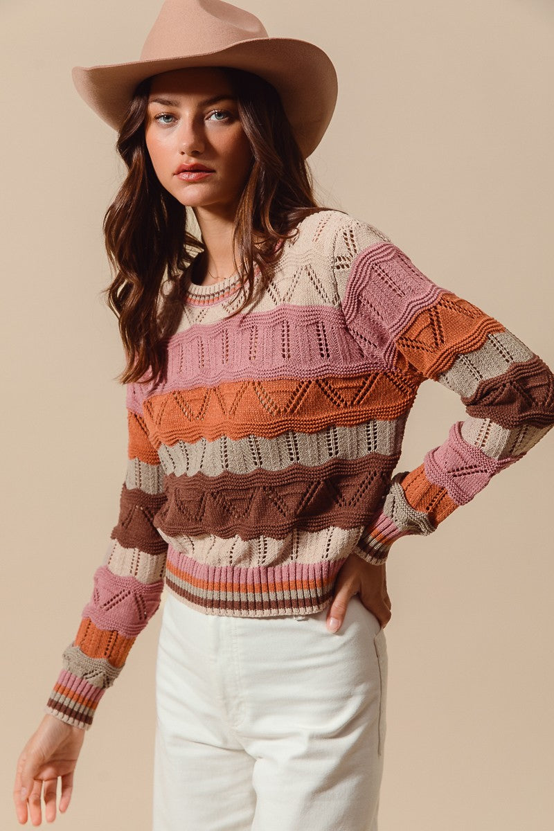 Multi Color Wave Stripe Sweater