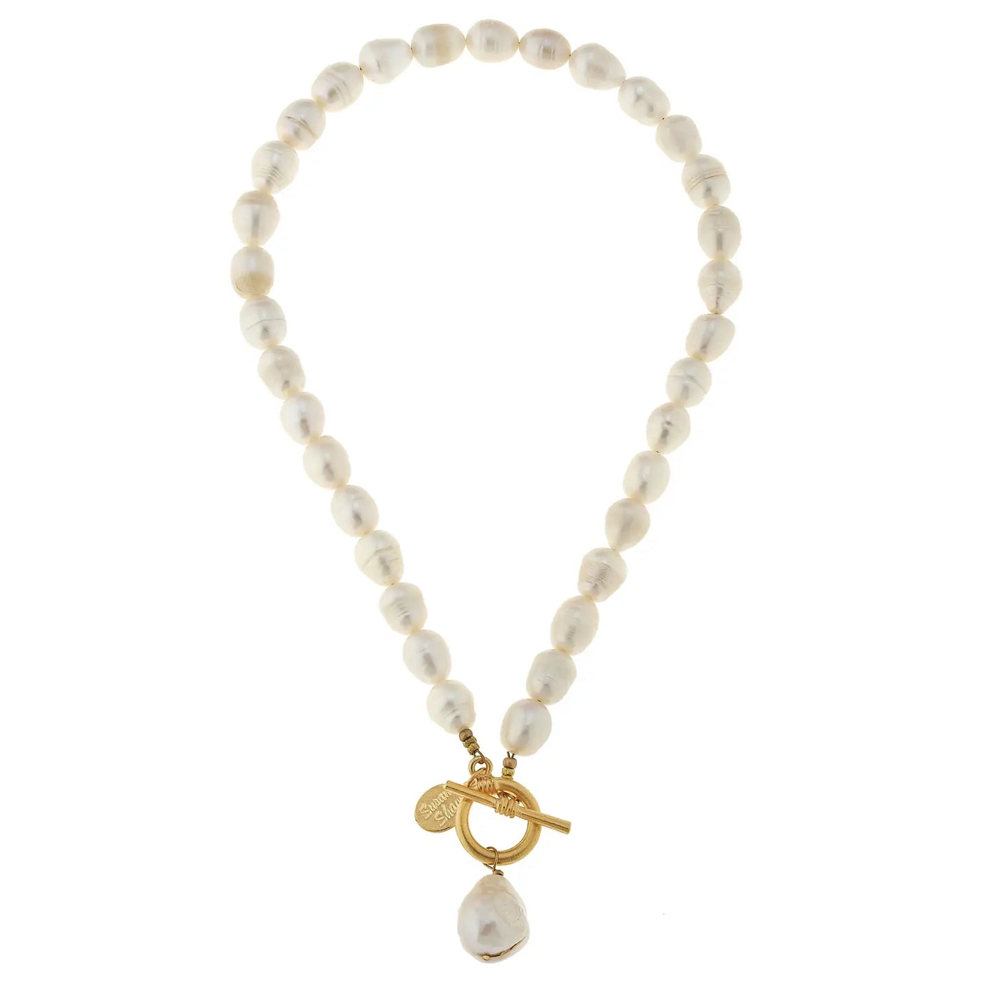 Large Genuine Freshwater Pearl Front Toggle Neckalce