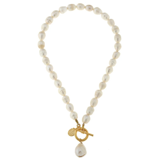Large Genuine Freshwater Pearl Front Toggle Neckalce