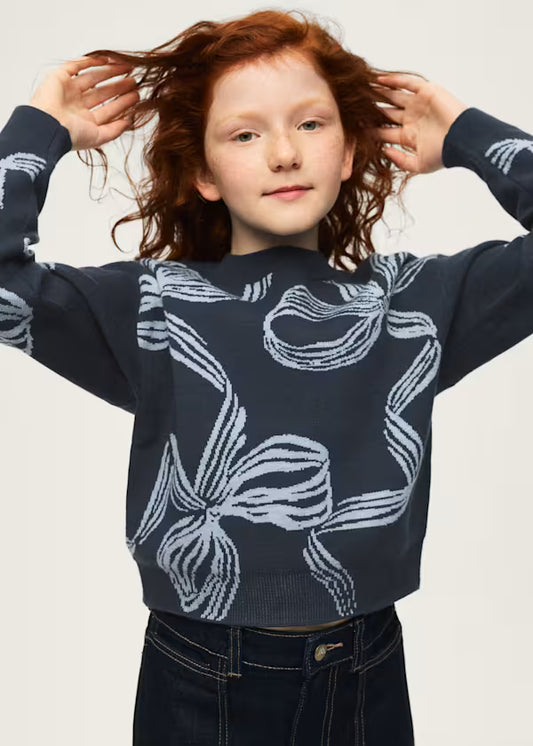 Navy Bow Sweater