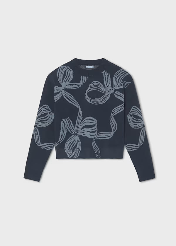 Navy Bow Sweater