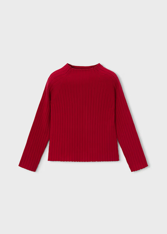 Red Knit Mockneck Sweater