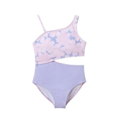 Purple Floral One Piece Swimsuit