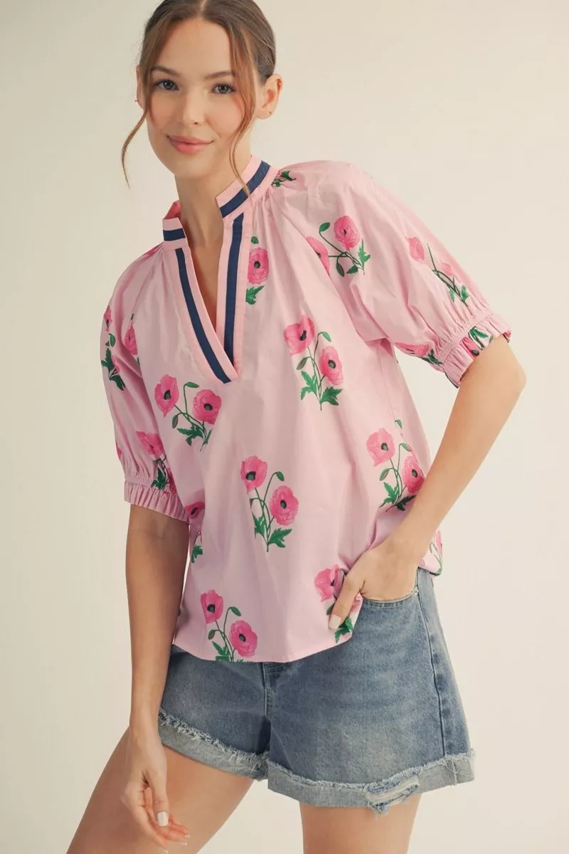 Floral Contrast Top