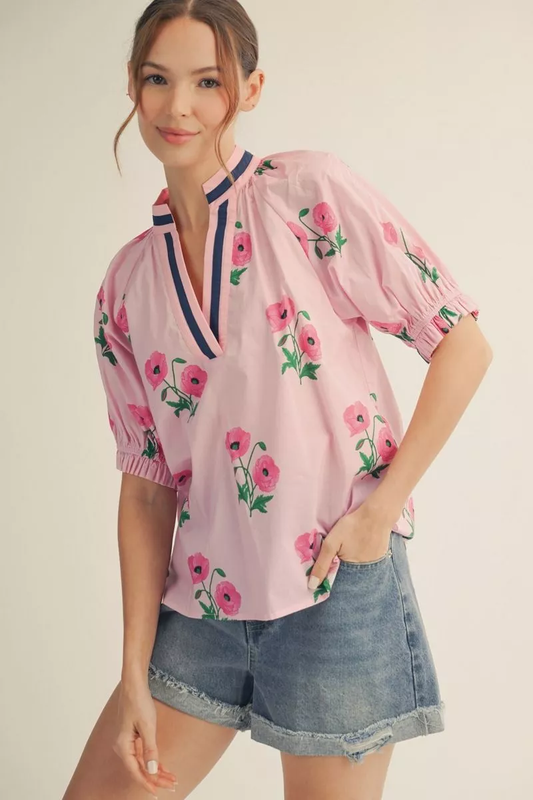 Floral Contrast Top
