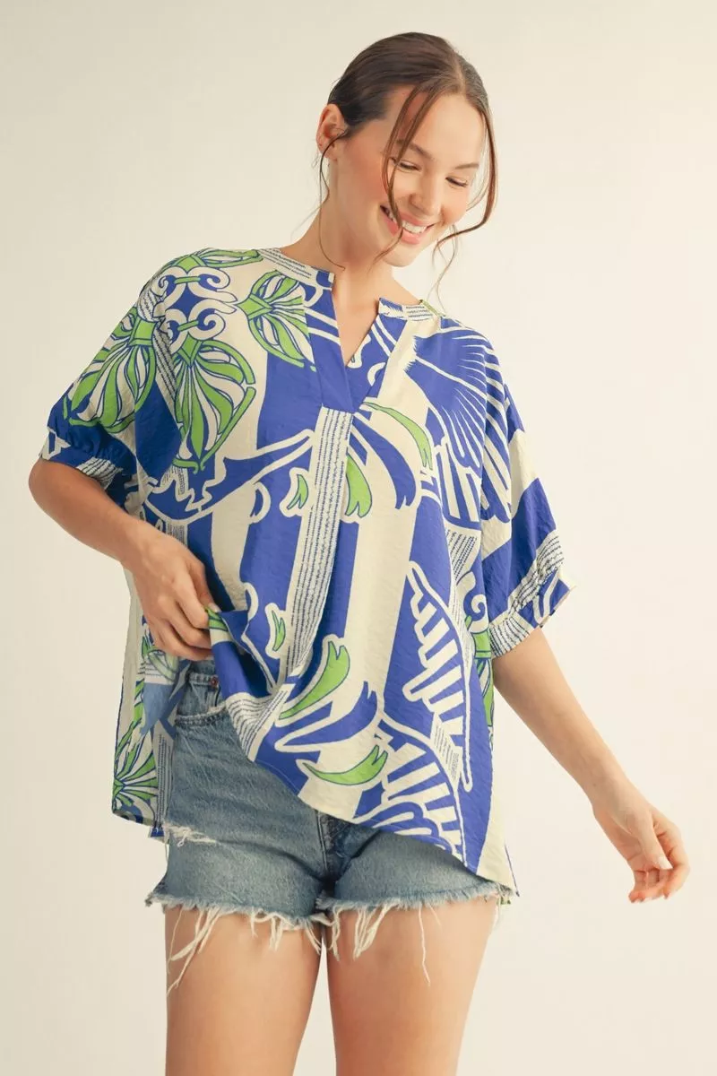 Blue/Green Boho Top