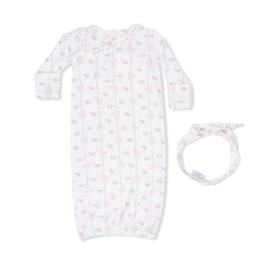 Dainty Buds Bows Gown & Headband