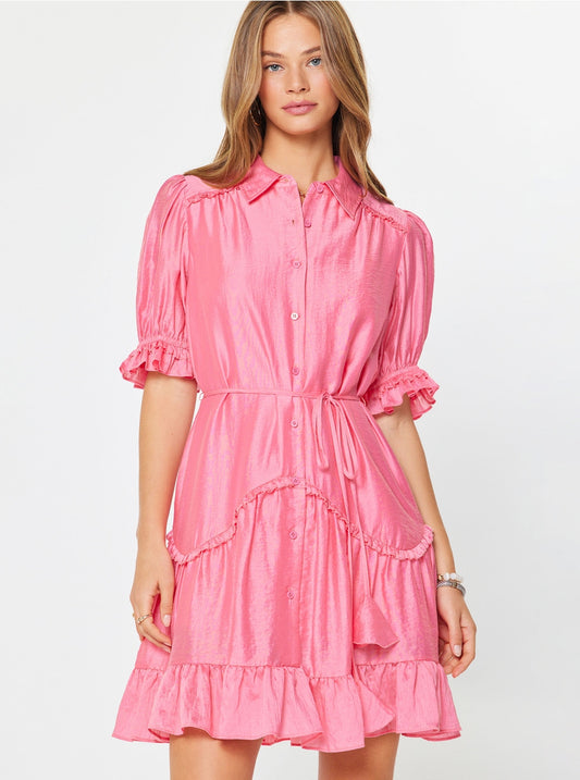 Pink Ruffled Mini Dress