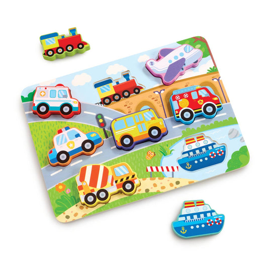 Wooden Vehicles Puzzle & Play Pieces