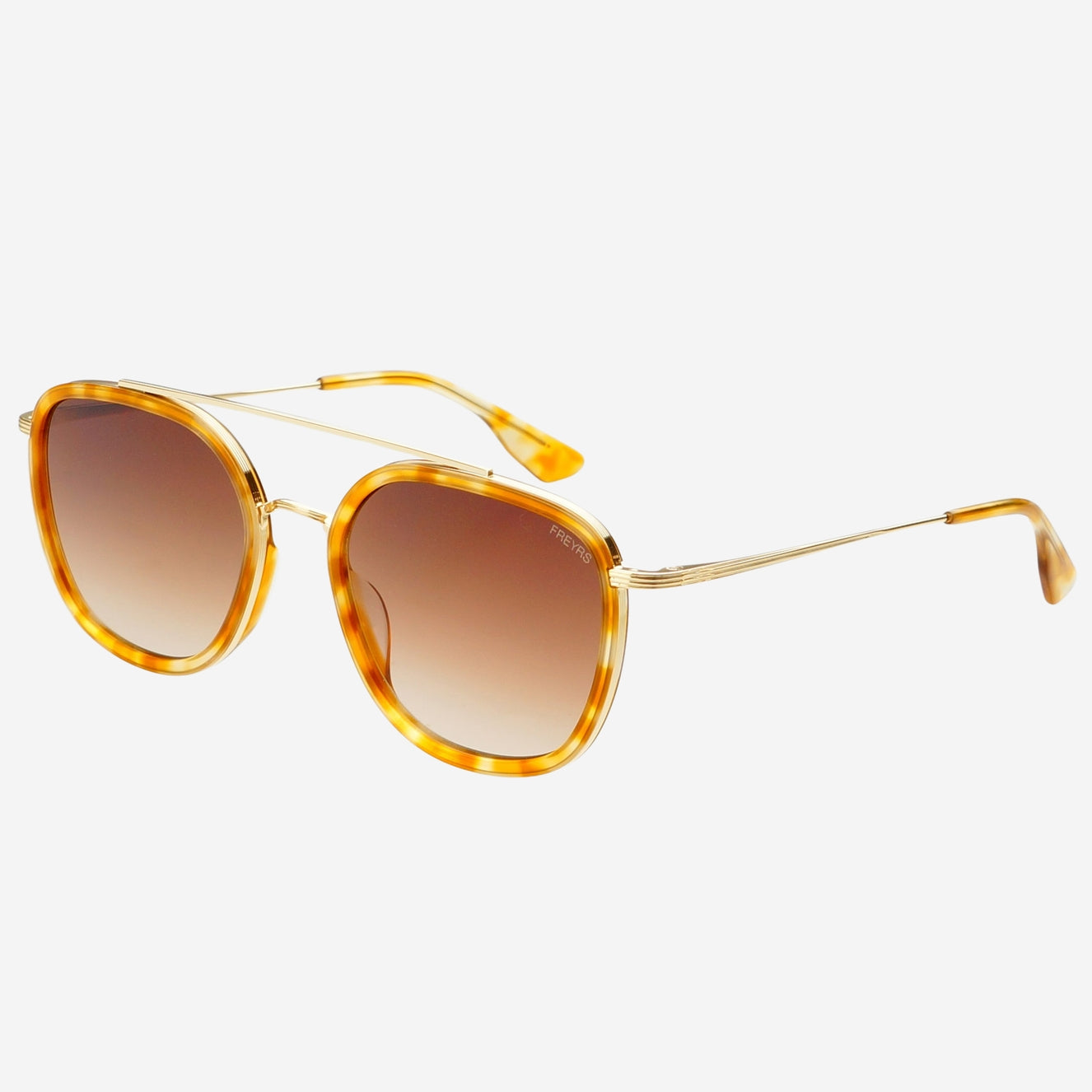 Yellow Tortoise/Brown Weston Round Sunglasses