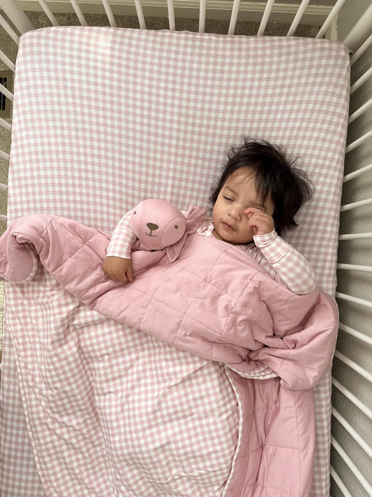 Pink Gingham Bamboo Crib Sheet