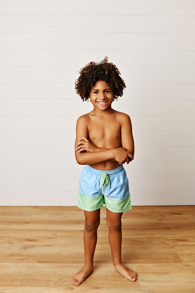 Blue/Green Block Swim Trunk