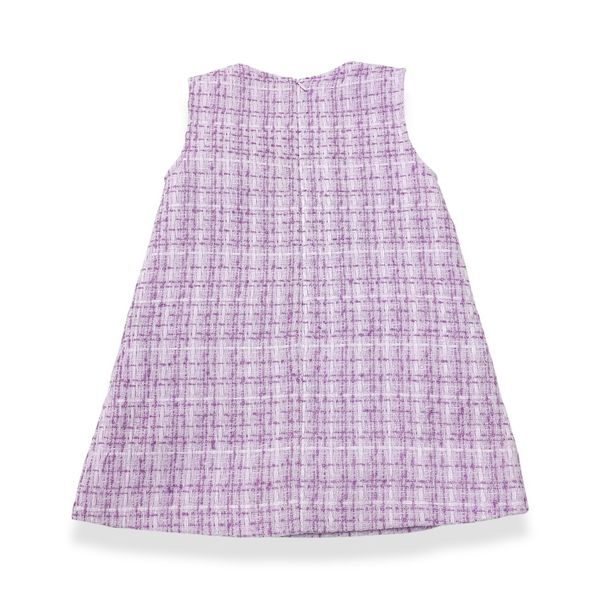 Floral Brooch Pearl Trim Tweed Dress
