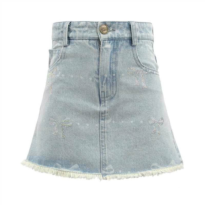 Sparkle Bows Denim Skirt