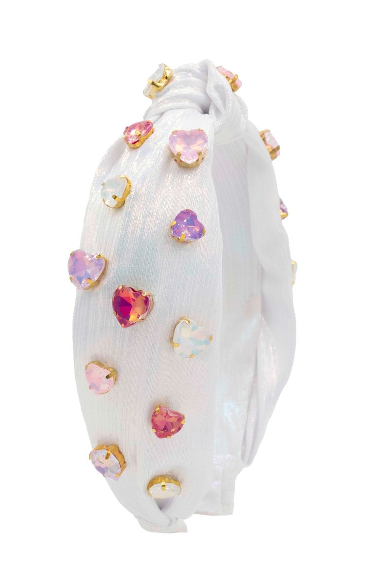 White Satin Heart Knot Headband